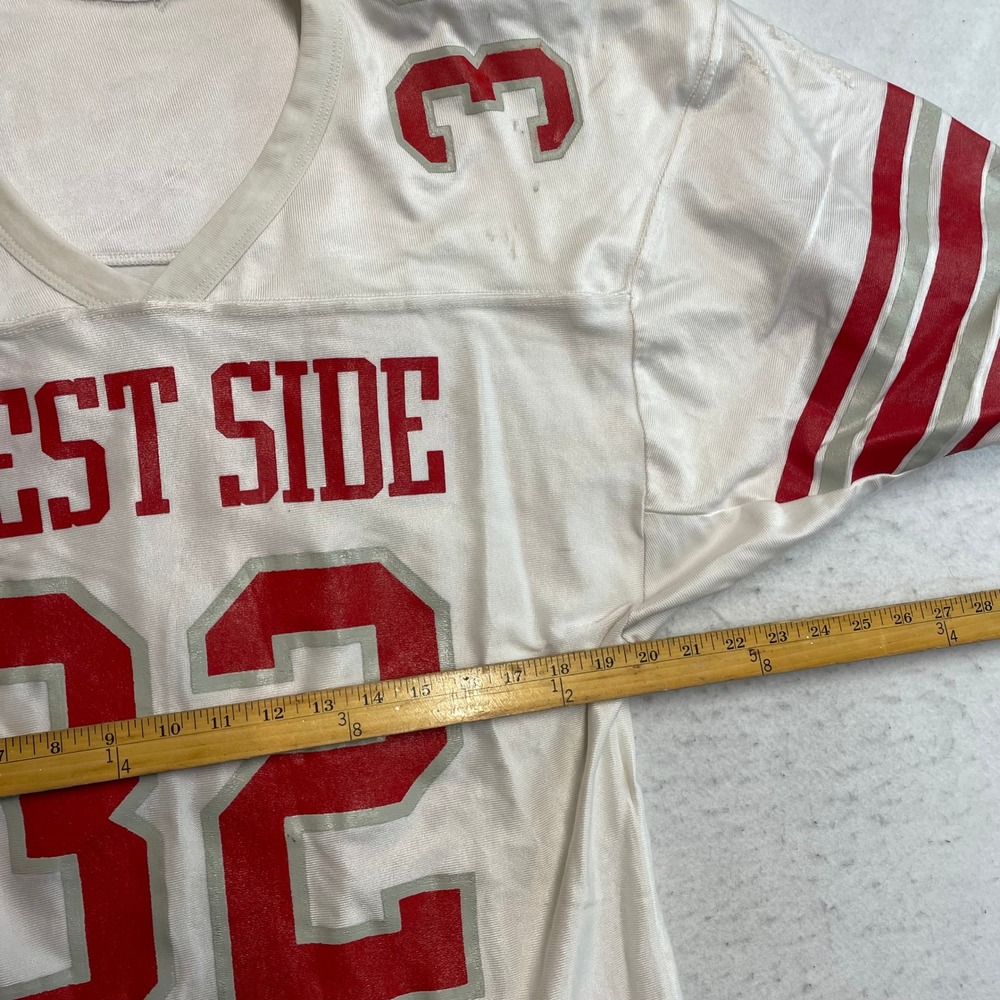 Russell West Side Football Jersey Mens Large White Red #32 GEROVAC Vintage - Picture 6 of 9
